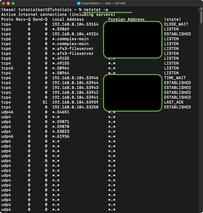 Check Network Connections Using Netstat